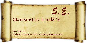 Stankovits Ernák névjegykártya